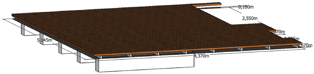 Projektzeichnung CAD Querschnitt einer kompletten Terrasse